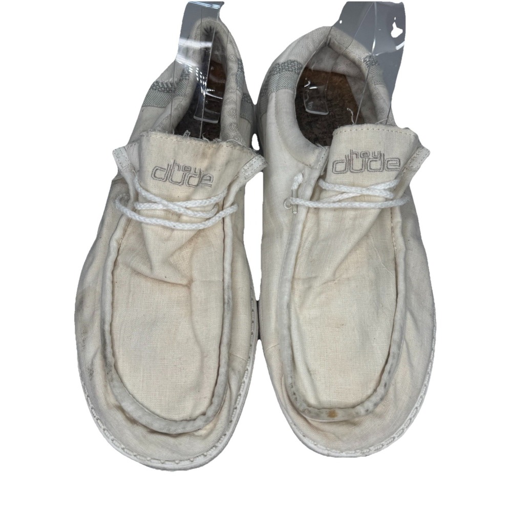 Hey Dude Men's‎ Wally Linen Natural White Comfort Casual Shoes Sz 13 Lightweight